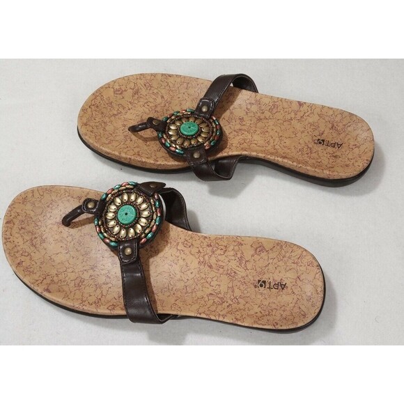 APT.9 Women's brown Thong Toe Summer  Sandals Flip Flops SIZE 6 pre-owned - Picture 3 of 7
